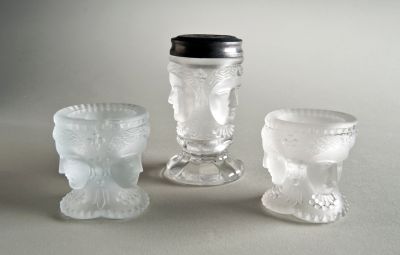 Saltshaker and salt dips, c. 1878–90 Saltshaker and salt dips