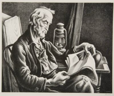 <em>Old Man Reading</em>, 1941 <em>Old Man Reading</em>