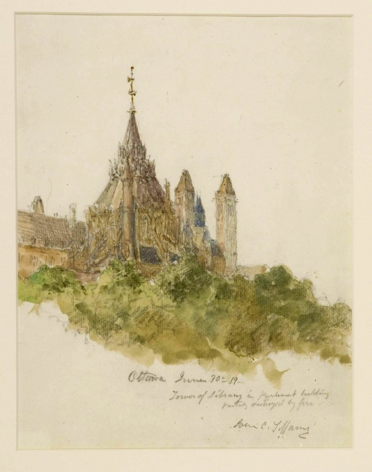 <em>Tower of Library in Parliament Building, Ottawa</em>, June 1919 <em>Tower of Library in Parliament Building, Ottawa</em>
